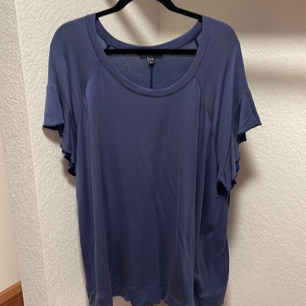 Lane Bryant 26/28 blue top with ruffle sleeves
